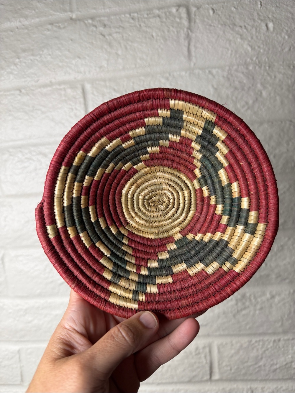 Native American Hand Woven Basket Red Black